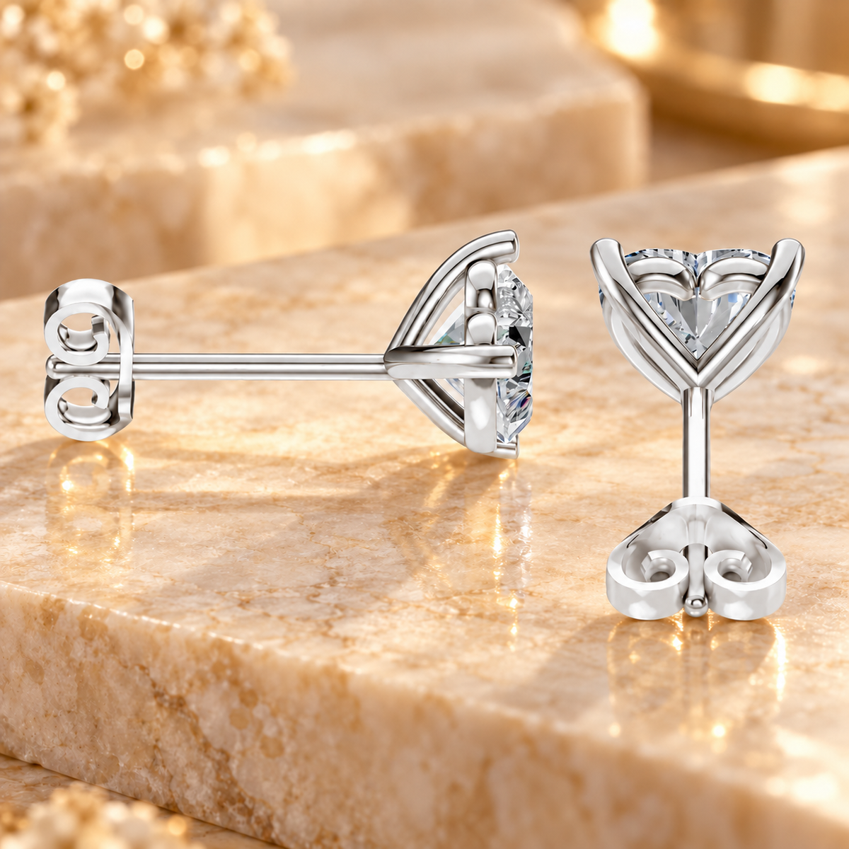 Heart Diamond Earrings in 18K or 14K