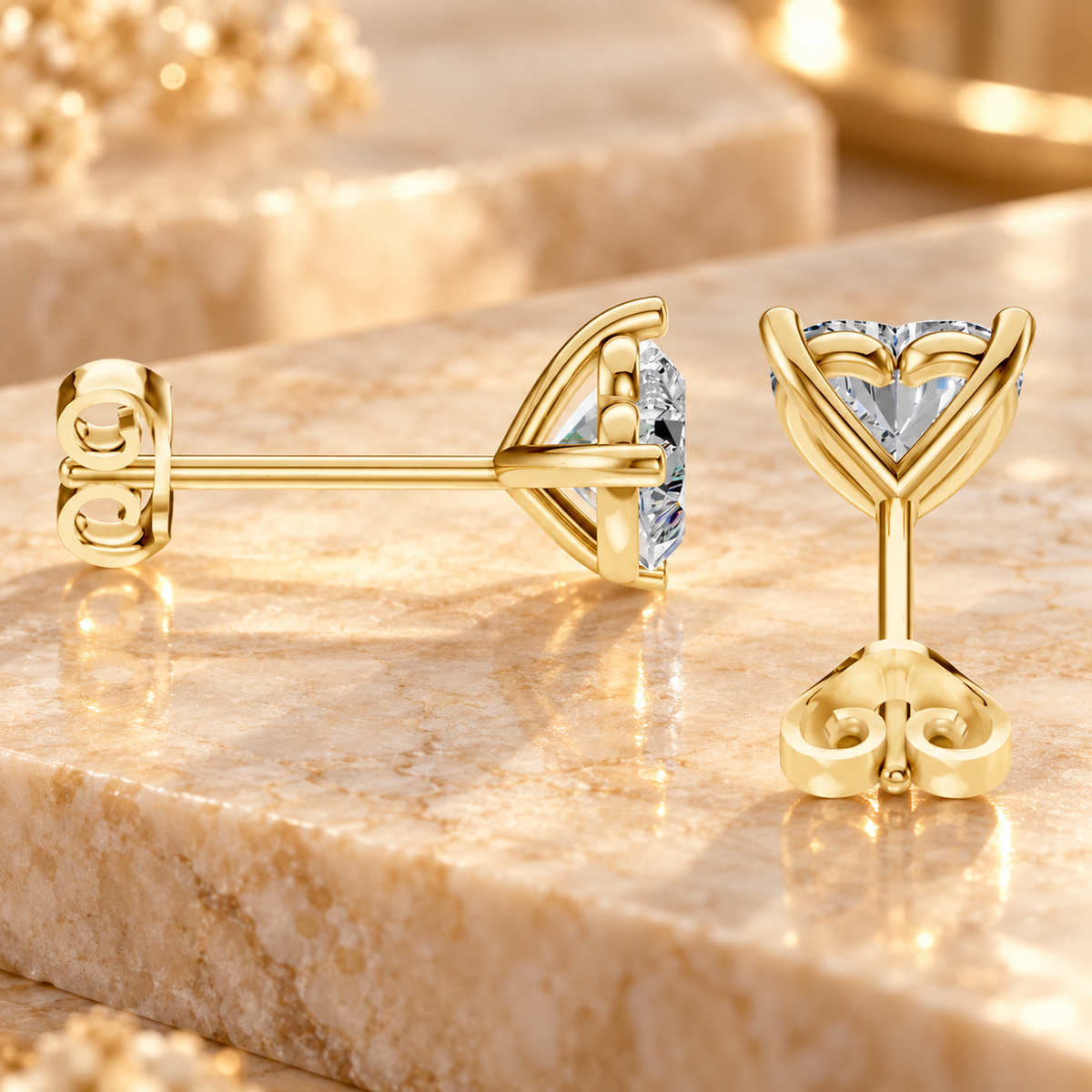 Heart Diamond Earrings in 18K or 14K