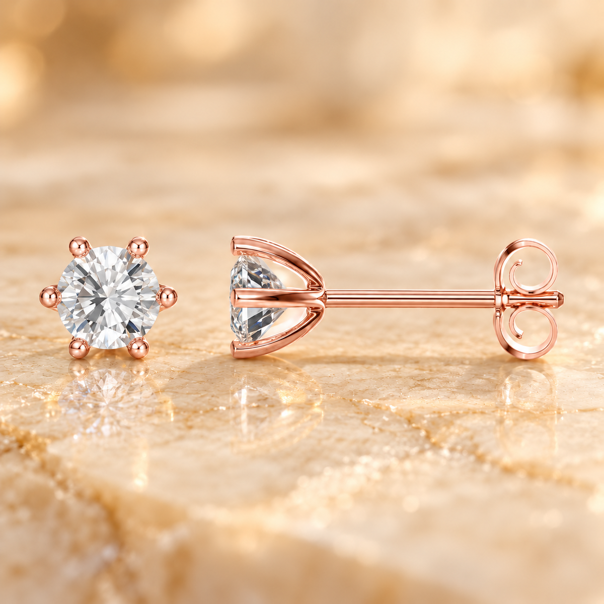 5mm Solitarie Stud Diamond Earrings in 18K or 14K Gold