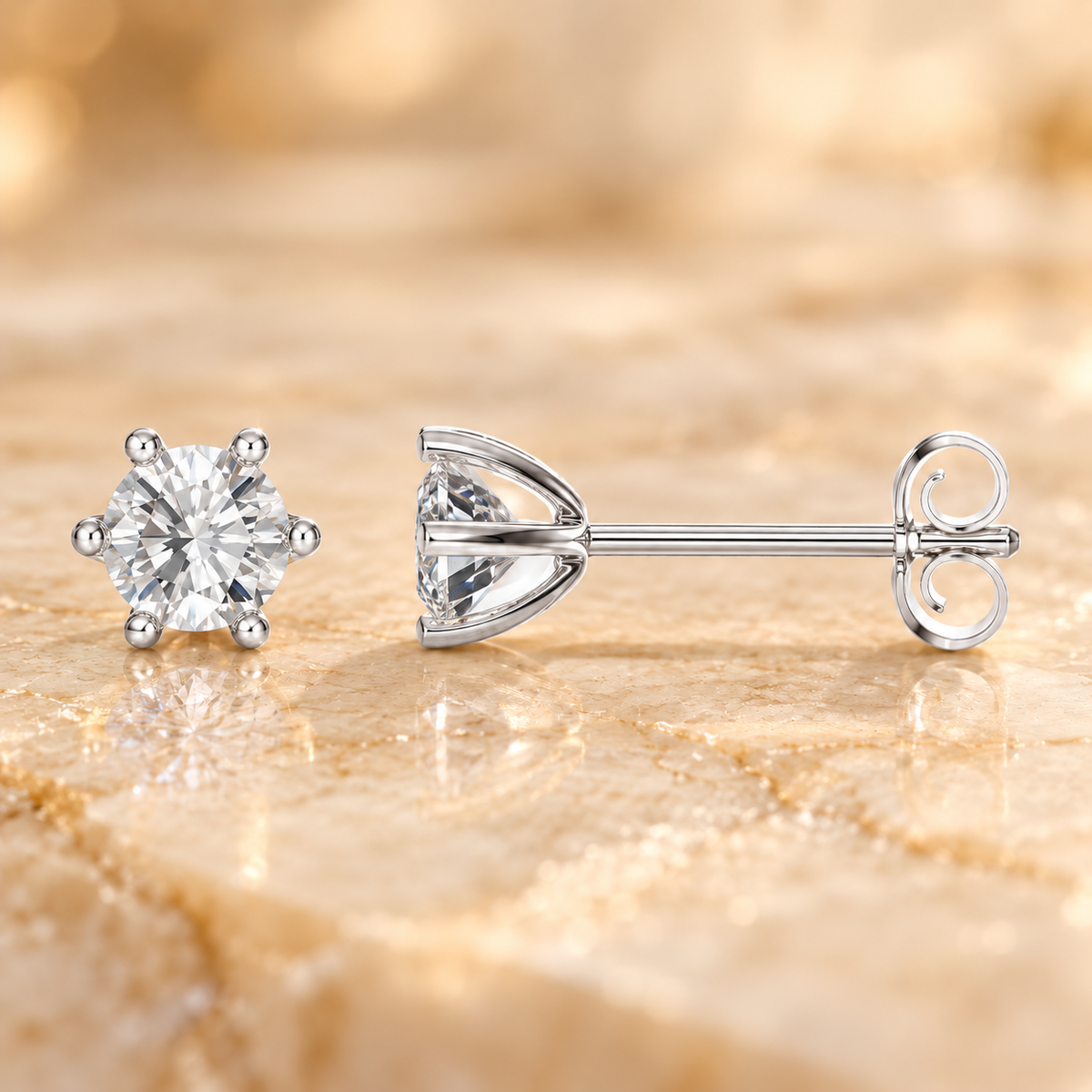 5mm Solitarie Stud Diamond Earrings in 18K or 14K Gold
