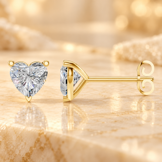 Heart Diamond Earrings in 18K or 14K