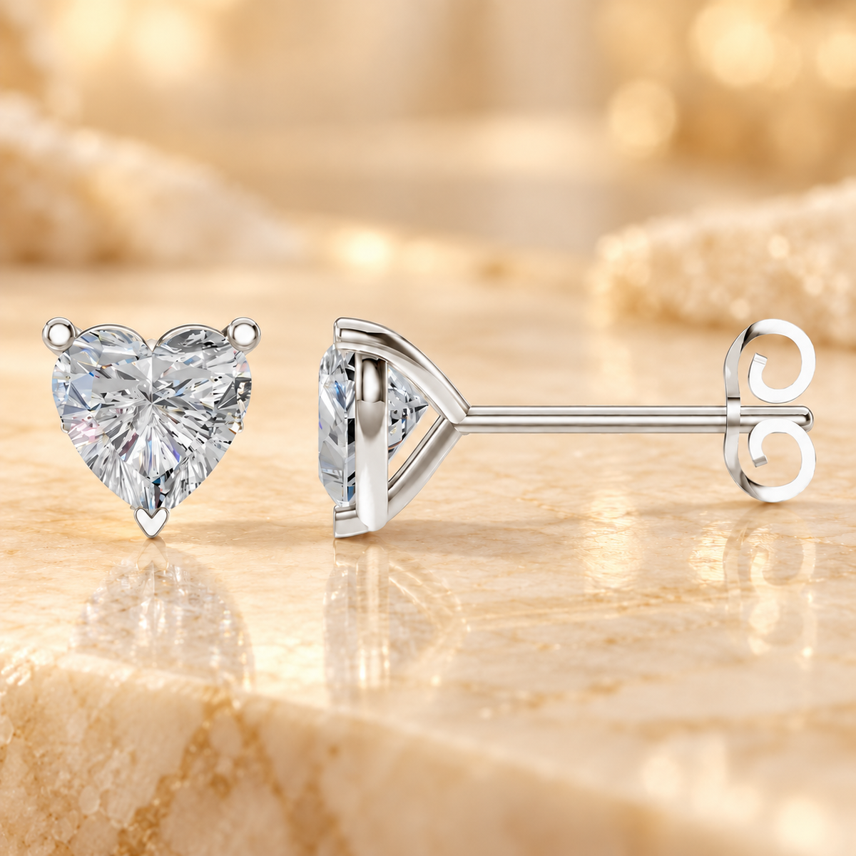 Heart Diamond Earrings in 18K or 14K