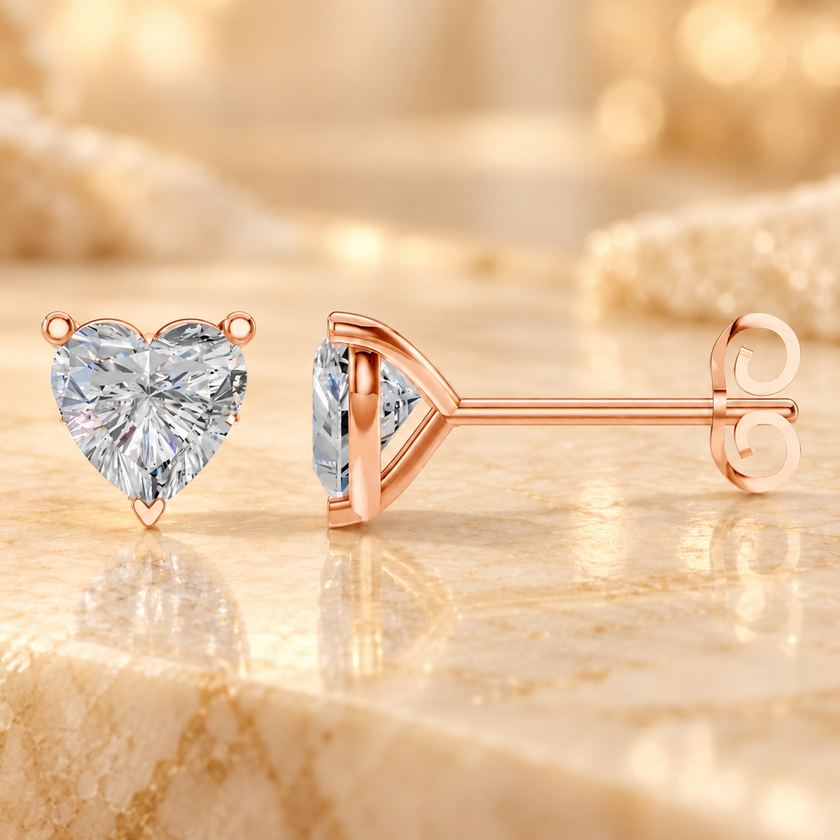Heart Diamond Earrings in 18K or 14K