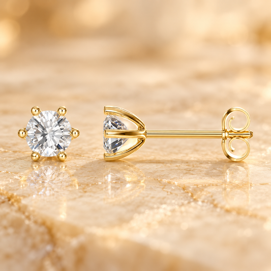 5mm Solitarie Stud Diamond Earrings in 18K or 14K Gold