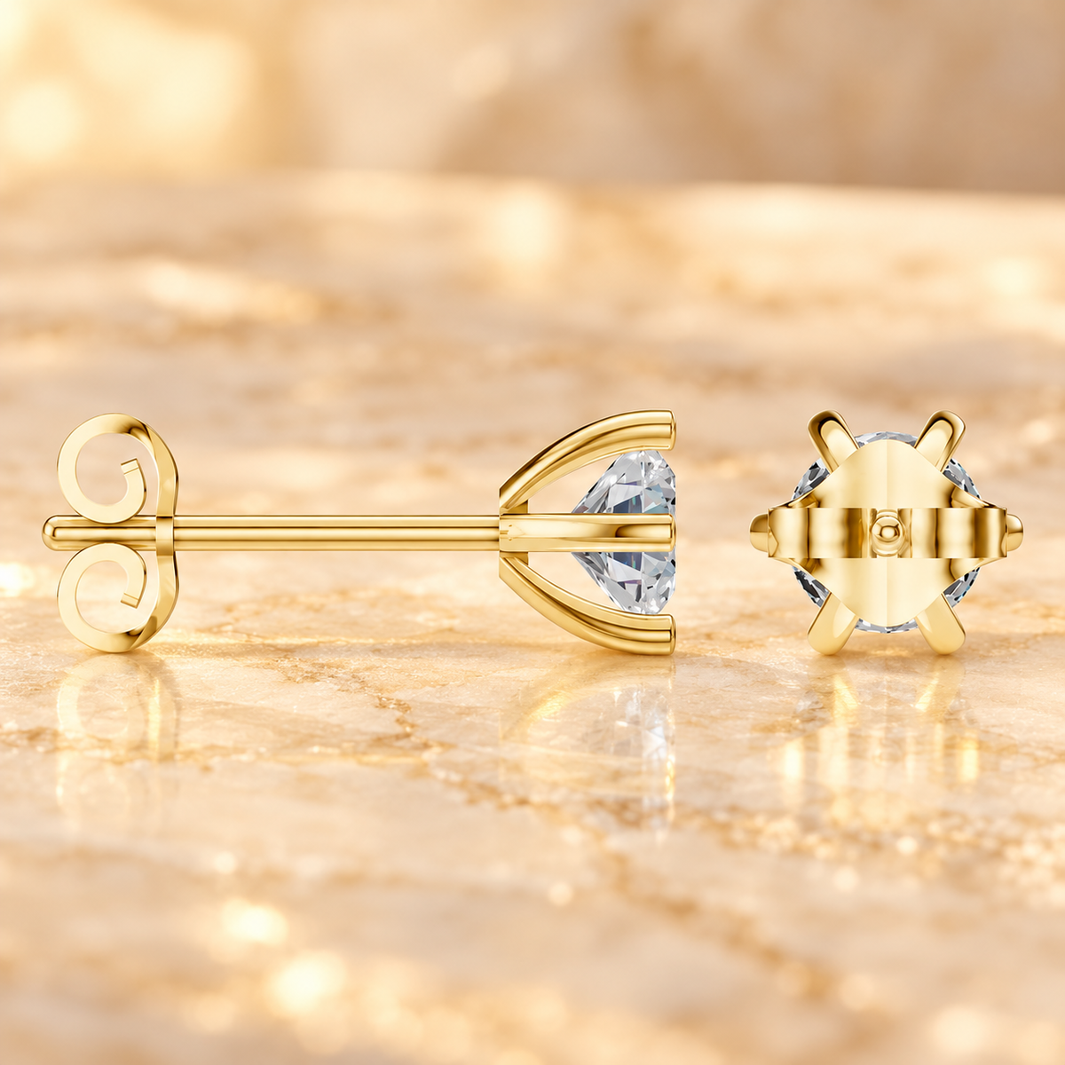 5mm Solitarie Stud Diamond Earrings in 18K or 14K Gold