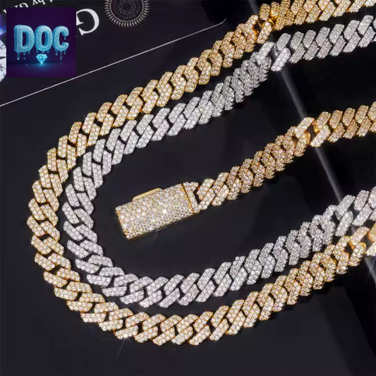 8mm Moissanite Cuban Chain in 925 Sterling Silver