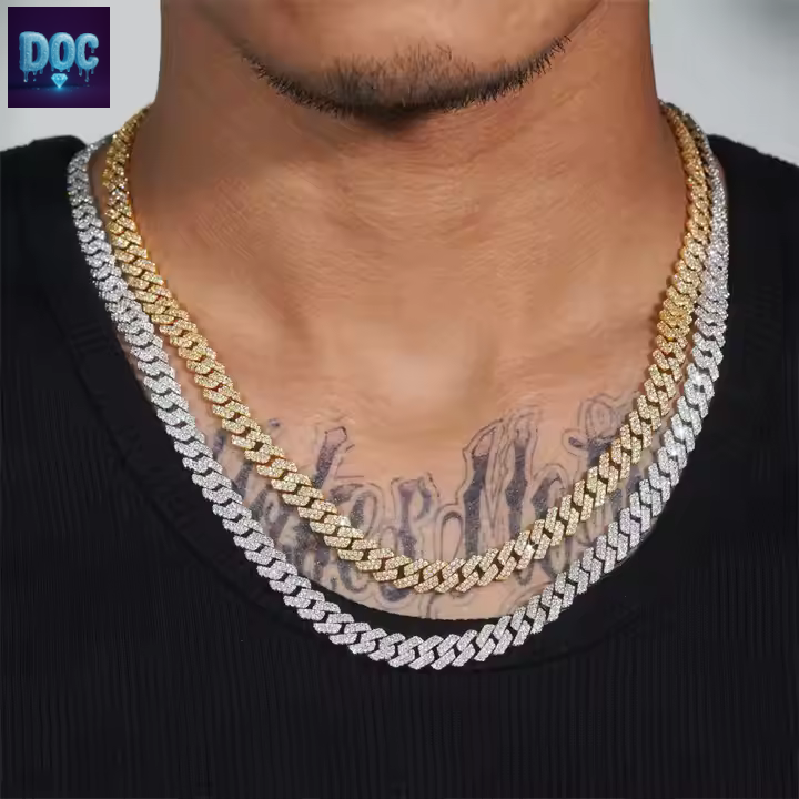 8mm Moissanite Cuban Chain in 925 Sterling Silver