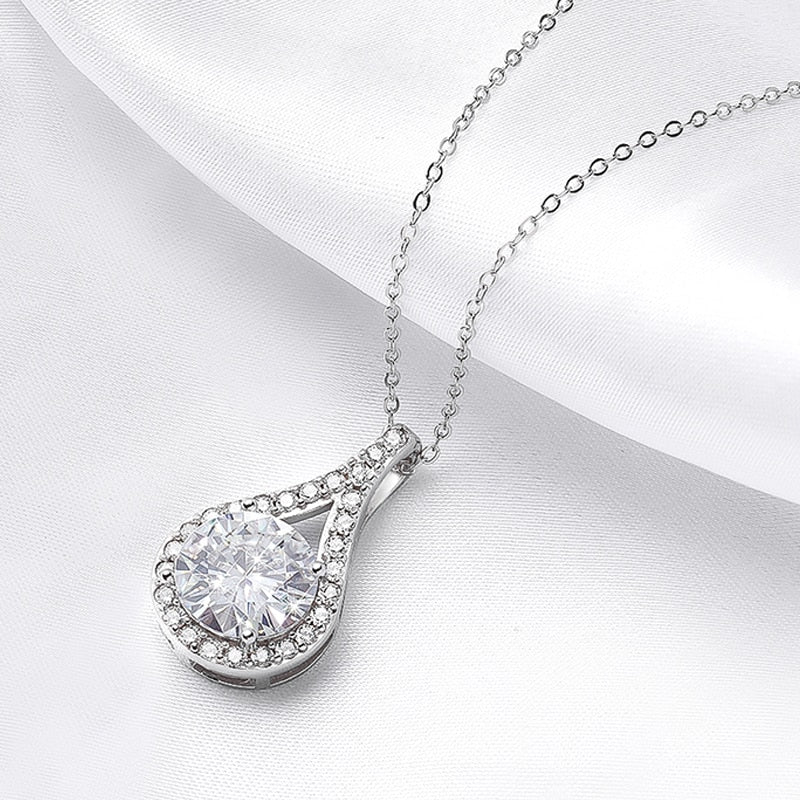 1ct//5ct Real Moissanite Water Drop Pendant in 925 Sterling Silver