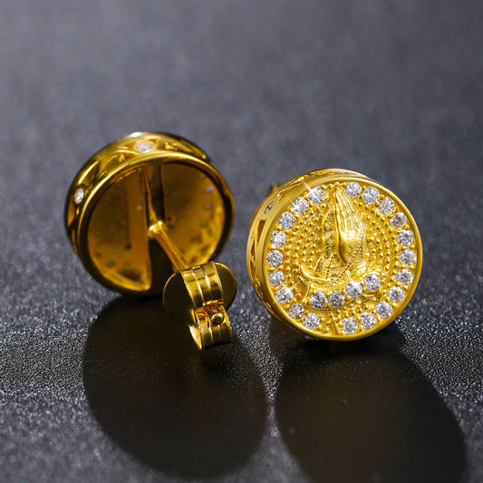 Gebetshände Moissanit Ohrringe in 925 Sterling Silber
