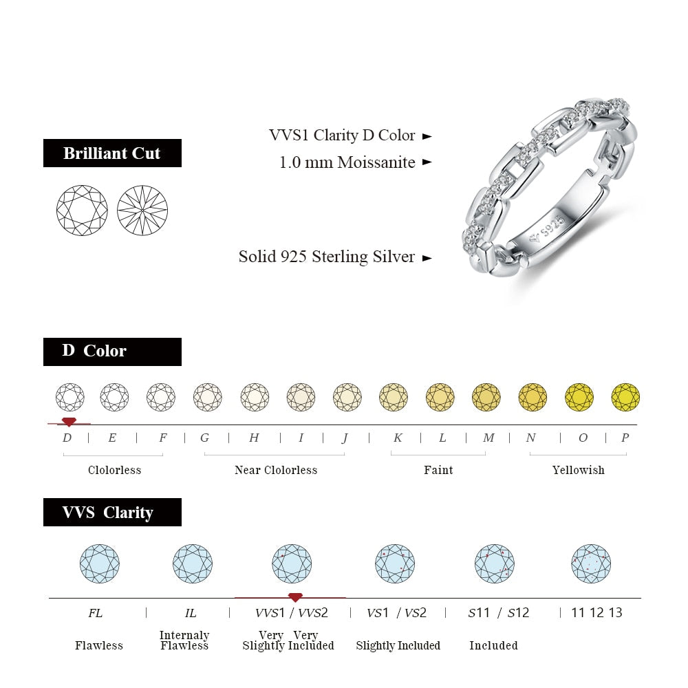 Anillo navideño de moissanita en plata de ley 925 con baño de oro blanco, rosa o amarillo.