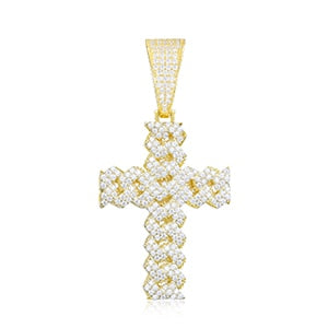 Moissanite Cuban Cross Pendant in 925 Sterling Silver.