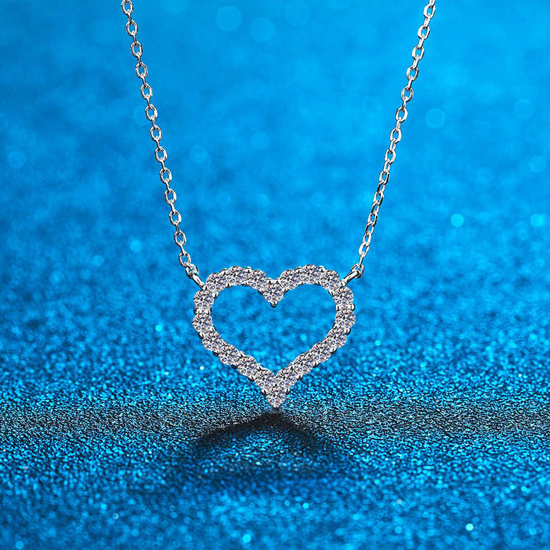 2CT Moissanite Heart Necklace in 925 Sterling Silver