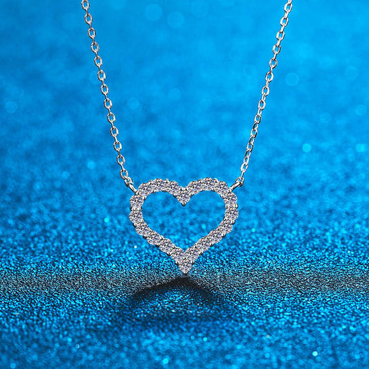 2CT Moissanite Heart Necklace in 925 Sterling Silver