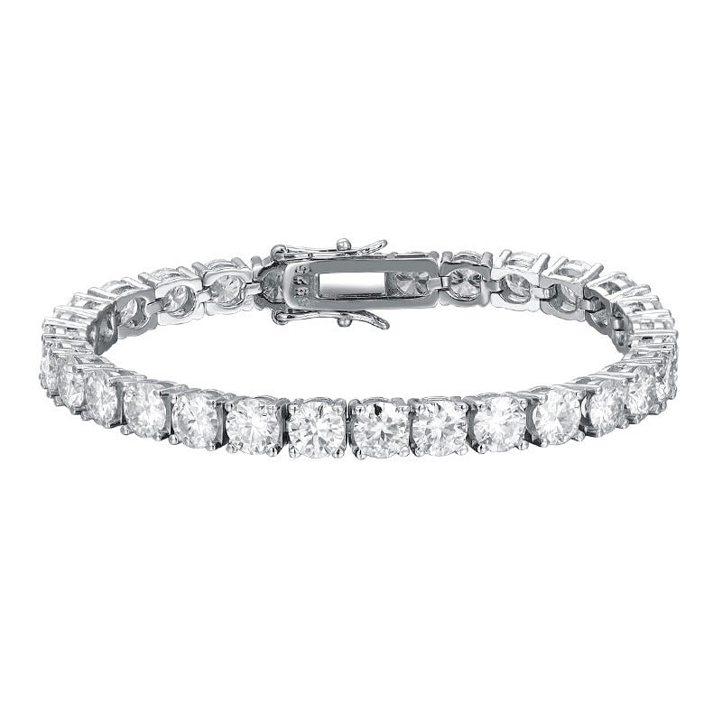 2.5mm - 6.5mm Moissanite Tennis Bracelet in 925 Sterling Silver Plated White Gold