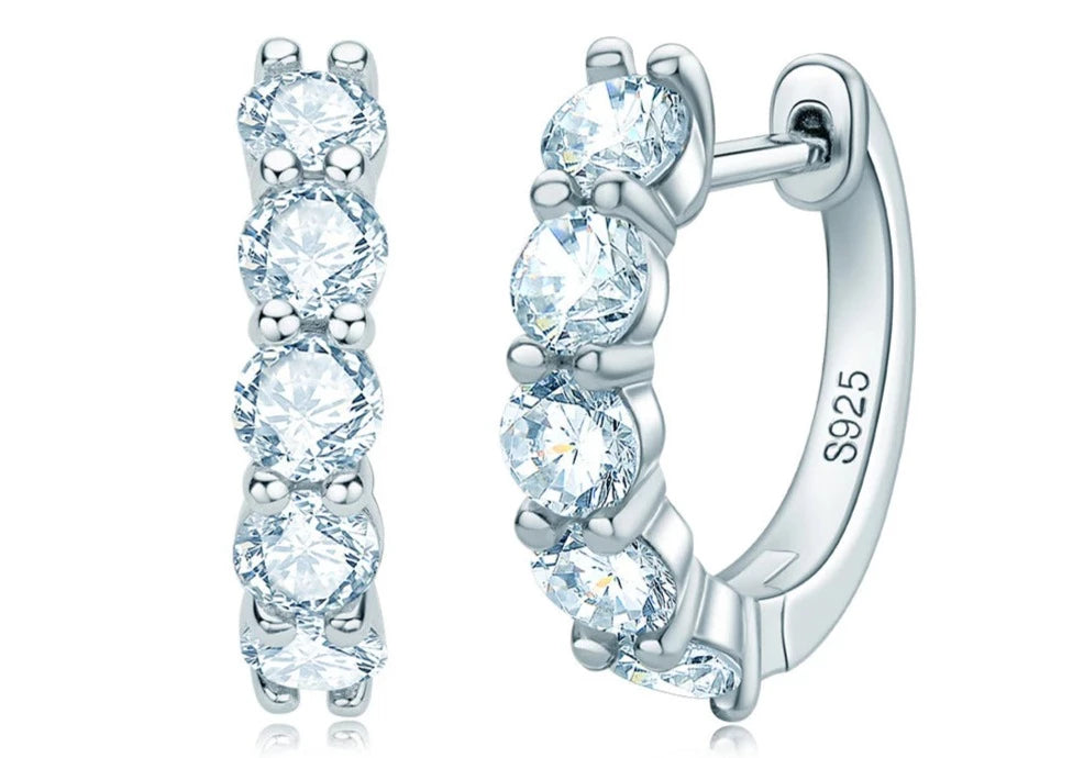 Moissanite Loop Ohrring 925 Sterling Silber plattiert mit 18 Karat Weißgold
