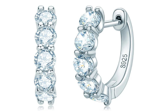 Moissanite Loop Ohrring 925 Sterling Silber plattiert mit 18 Karat Weißgold