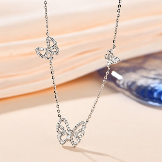 Butterfly Moissanite Necklace 1.6mm in 925 Sterling Silver