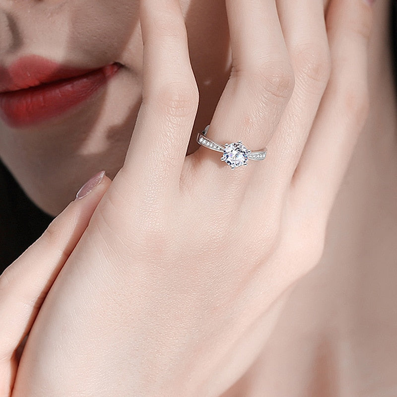 Anillo de bodas de moissanita real de 3 quilates, plata de ley 925.