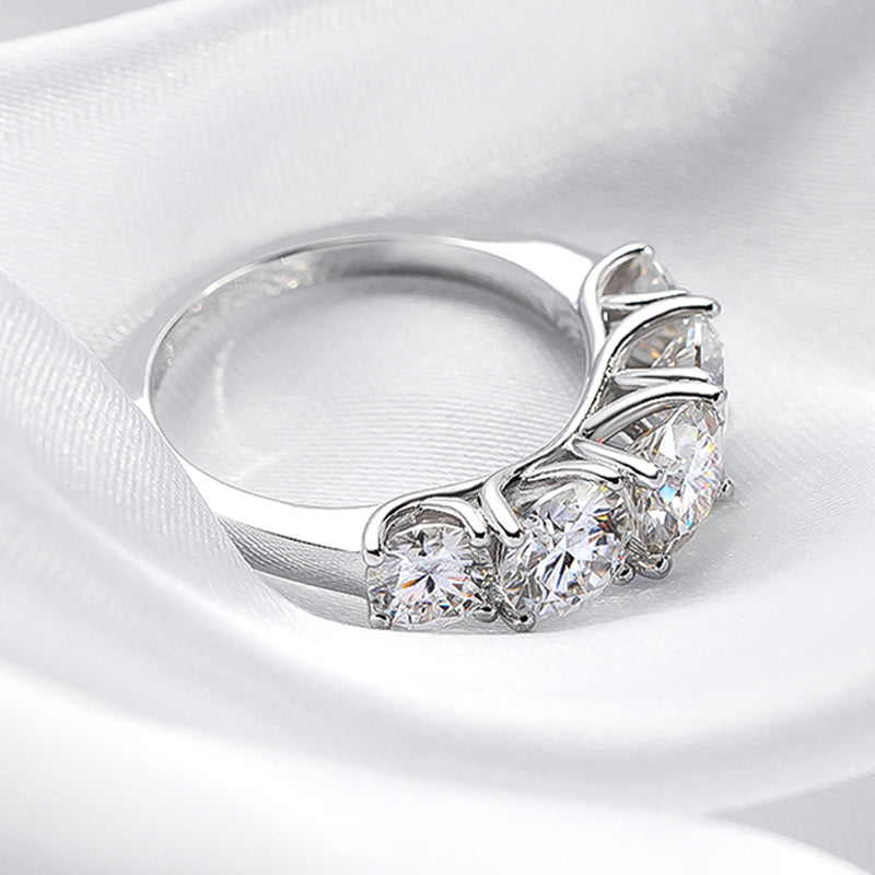 3.6CT Moissanite Ring 5 Stones in 925 Sterling Silver with 18k White Gold Plated