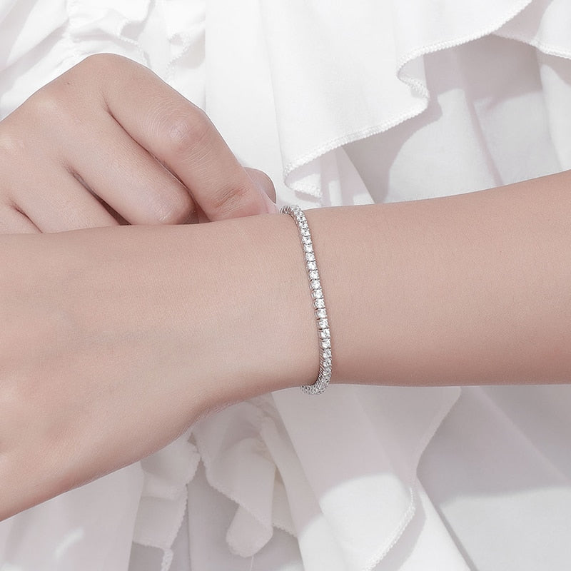 2.5mm - 6.5mm Moissanite Tennis Bracelet in 925 Sterling Silver Plated White Gold
