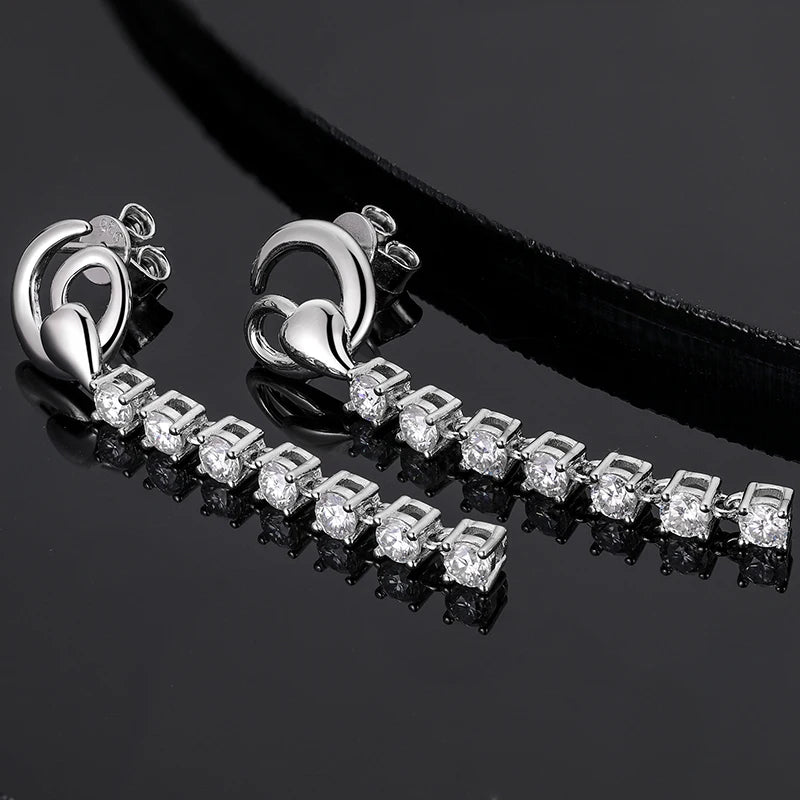 Lange Moissanit-Quastenohrringe aus 925er Sterlingsilber