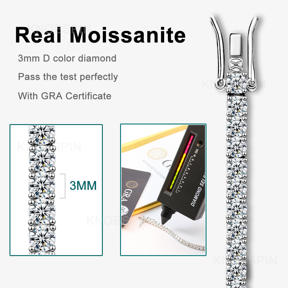 2.5mm - 6.5mm Moissanite Tennis Bracelet in 925 Sterling Silver Plated White Gold