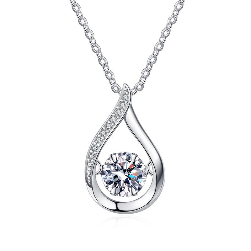 Colgante de gota de moissanita de 1,0 ct y 6,5 mm en plata de ley 925