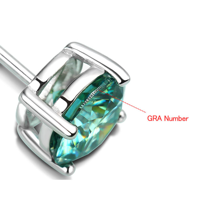 Red, Pink, Black, Blue or Green Moissanite Earrings 925 Sterling Sliver Plated with 18k White Gold