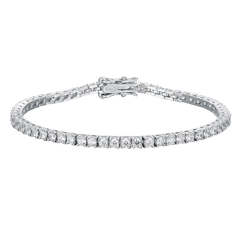 2.5mm - 6.5mm Moissanite Tennis Bracelet in 925 Sterling Silver Plated White Gold
