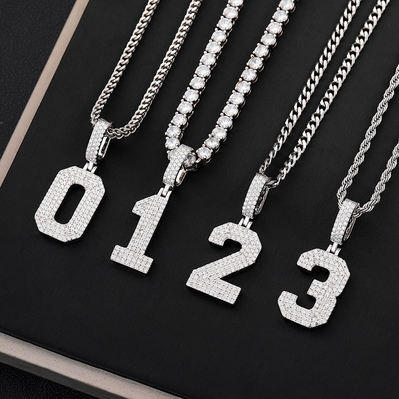 Moissanite Numbers in 925 Sterling Silver.