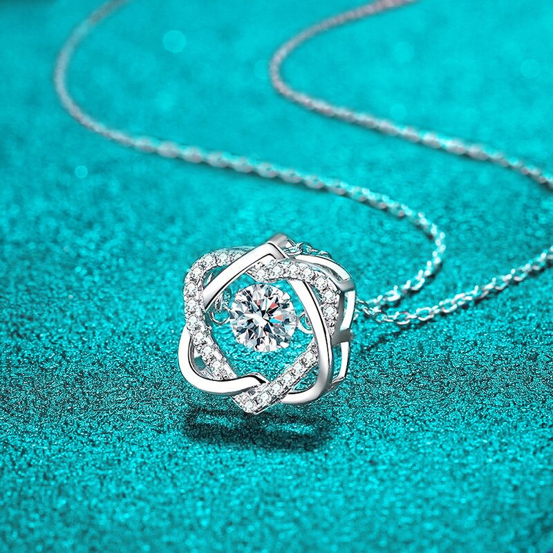 0,5 ct Moissanit-Halskette „Schlagendes Herz“ aus 925er Sterlingsilber