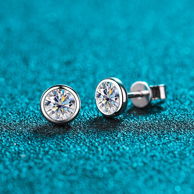 1ct Moissanite Earrings in 925 Sterling Sliver Plated with 18k White Gold
