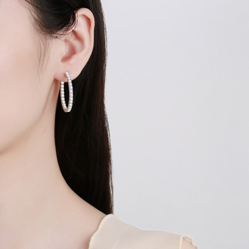 Aros de moissanita blanca o negra de 2,88 quilates en plata de ley 925