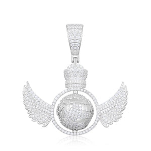 Colgante global giratorio de moissanita en plata de ley 925.