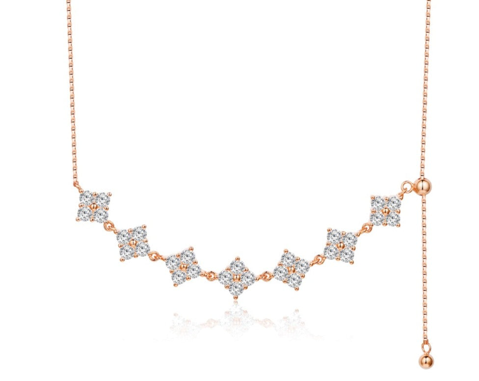 White/Rose or Yellow, Moissanite Necklace in 925 Sterling Silver