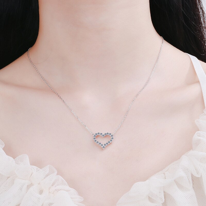 2CT Moissanite Heart Necklace in 925 Sterling Silver
