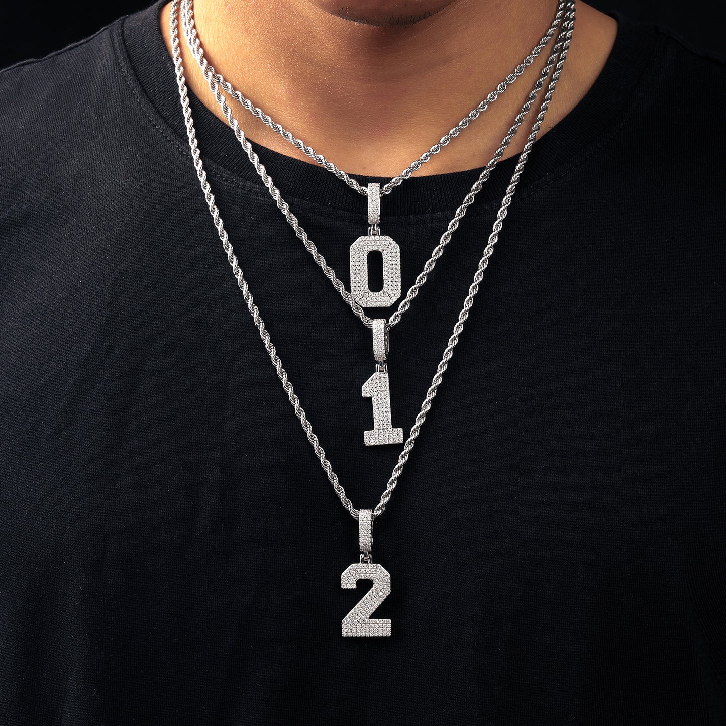 Moissanite Numbers in 925 Sterling Silver.