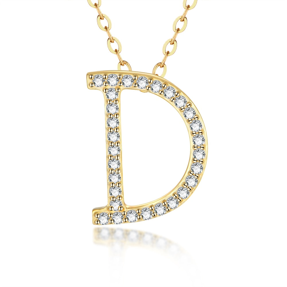Moissanite Initial in 925 Sterling Silver with Chain.