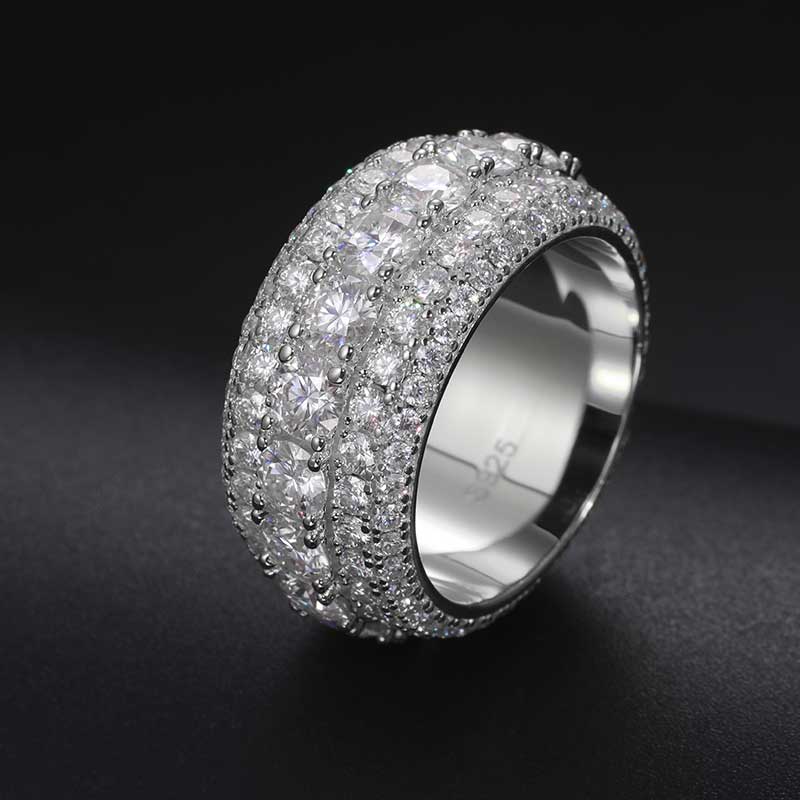 Certificate Moissanite Ring 6 Bands S925 Sterling Silver