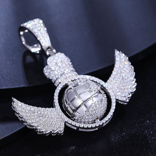 Colgante global giratorio de moissanita en plata de ley 925.