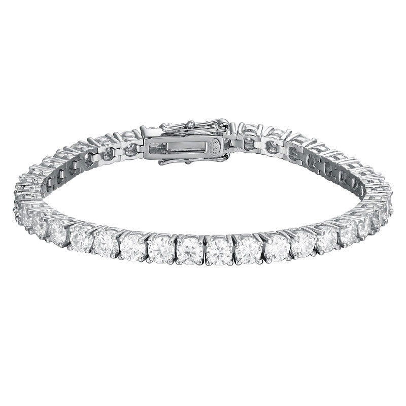 2.5mm - 6.5mm Moissanite Tennis Bracelet in 925 Sterling Silver Plated White Gold