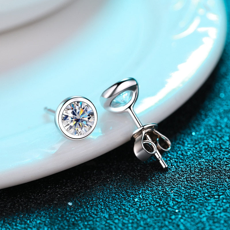 1ct Moissanite Earrings in 925 Sterling Sliver Plated with 18k White Gold