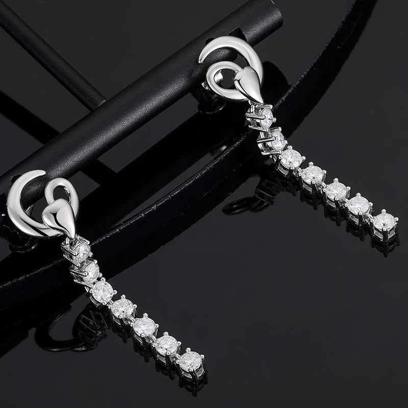 Lange Moissanit-Quastenohrringe aus 925er Sterlingsilber