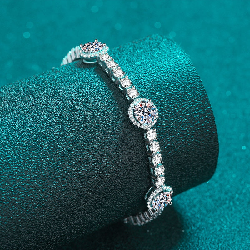 8,3 Karat – 9,1 Karat, 100 % echte Moissanit-Tennisarmbänder aus 925er Sterlingsilber