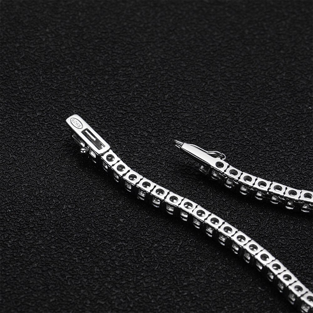 Moissanite Tennis Tie Necklace in 925 Sterling Sliver Plated 18k White Gold