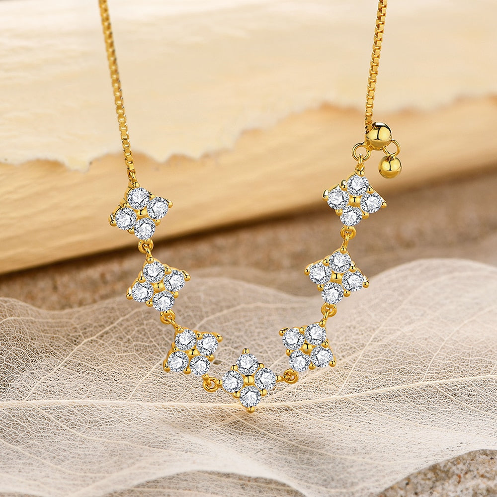 White/Rose or Yellow, Moissanite Necklace in 925 Sterling Silver