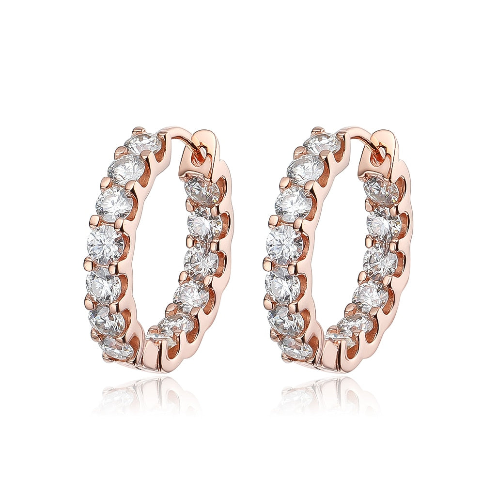 2.6CT Full Moissanite Hoop Earrings in 925 Sterling Silver with 18k White/Rose/Gold Plated.