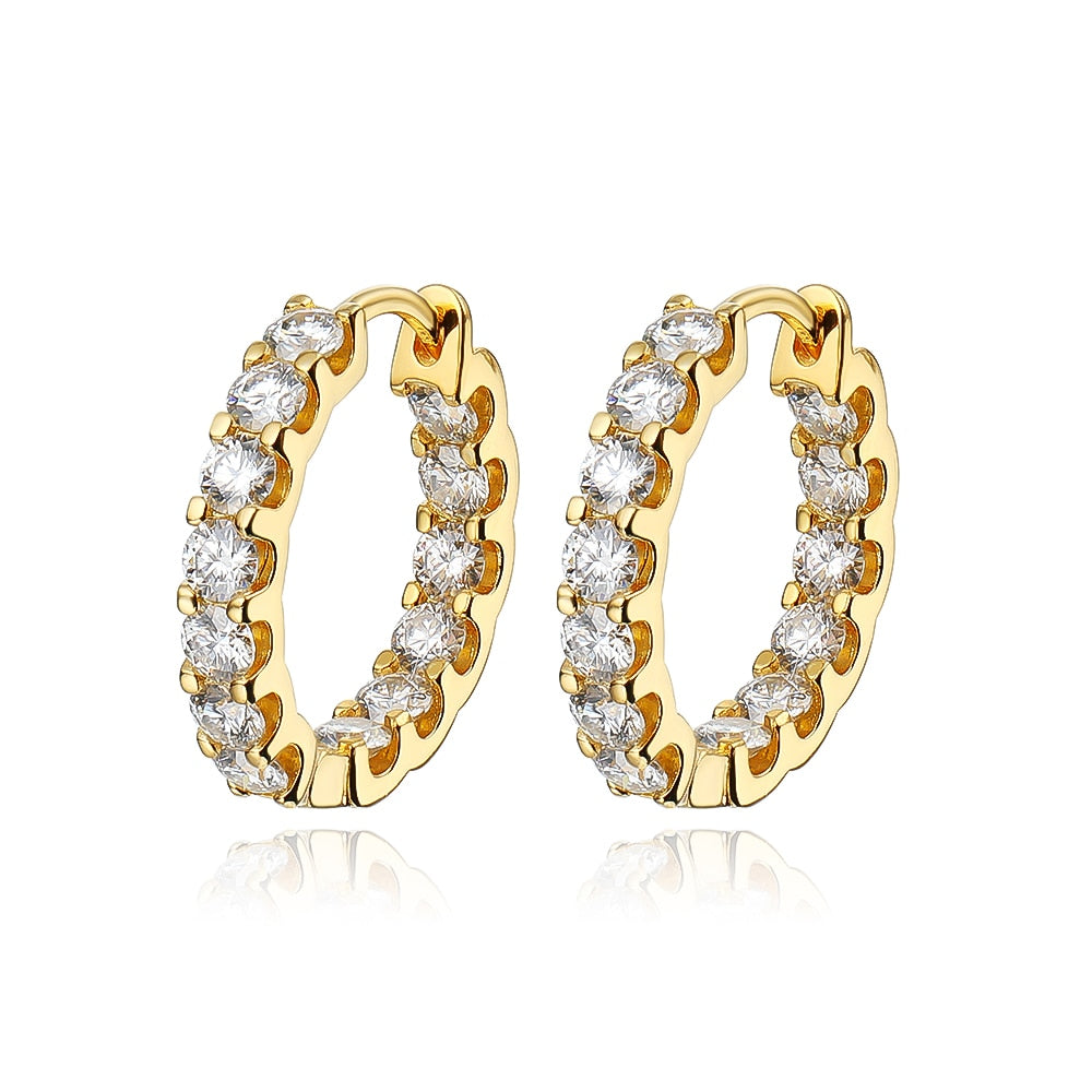 2.6CT Full Moissanite Hoop Earrings in 925 Sterling Silver with 18k White/Rose/Gold Plated.