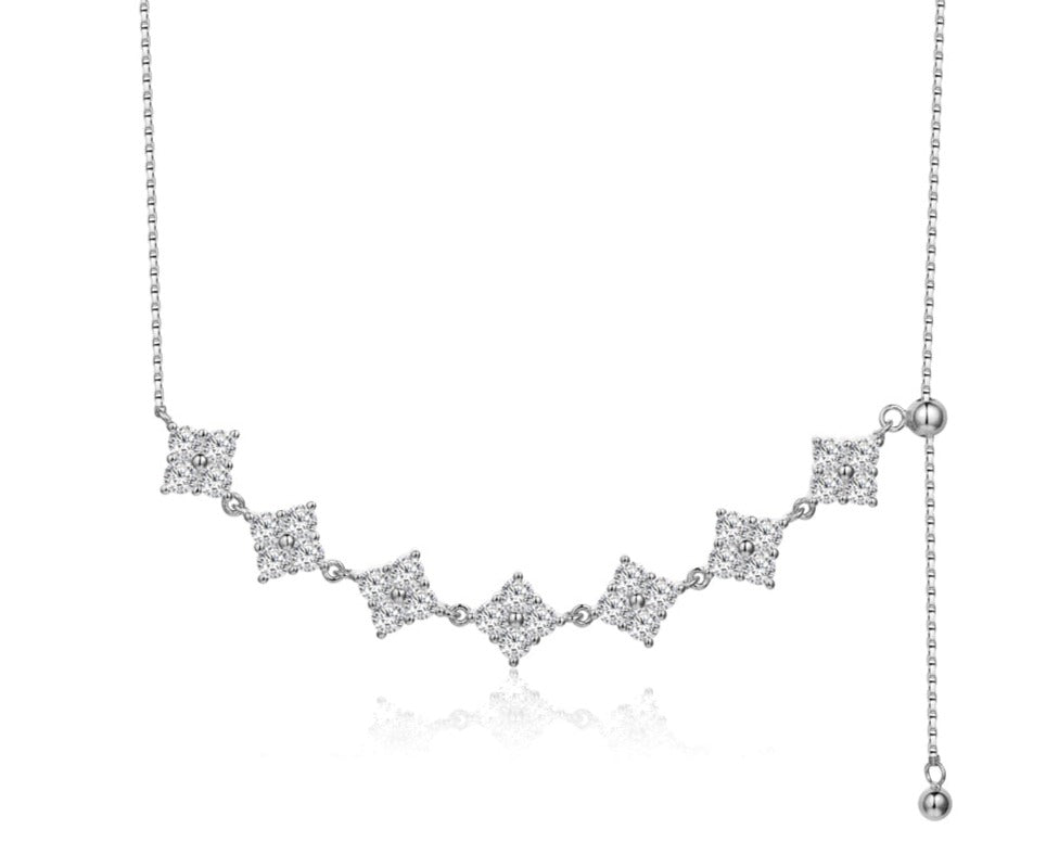 White/Rose or Yellow, Moissanite Necklace in 925 Sterling Silver