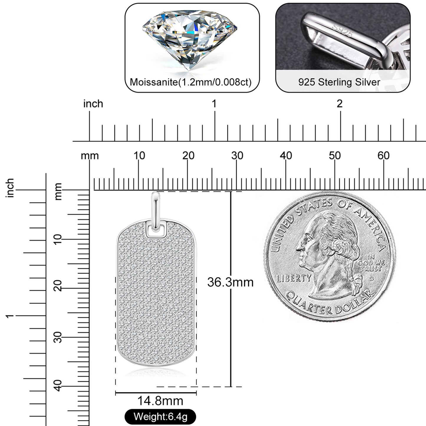 Klassische Moissanit-Anhänger aus 925er Sterlingsilber